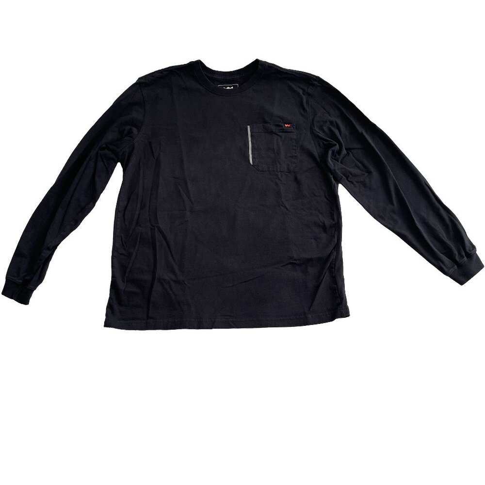 SOLD!! Walls Outdoor Goods XL Black Cotton Mens Long Sleeve Work T-Shirt Pocket